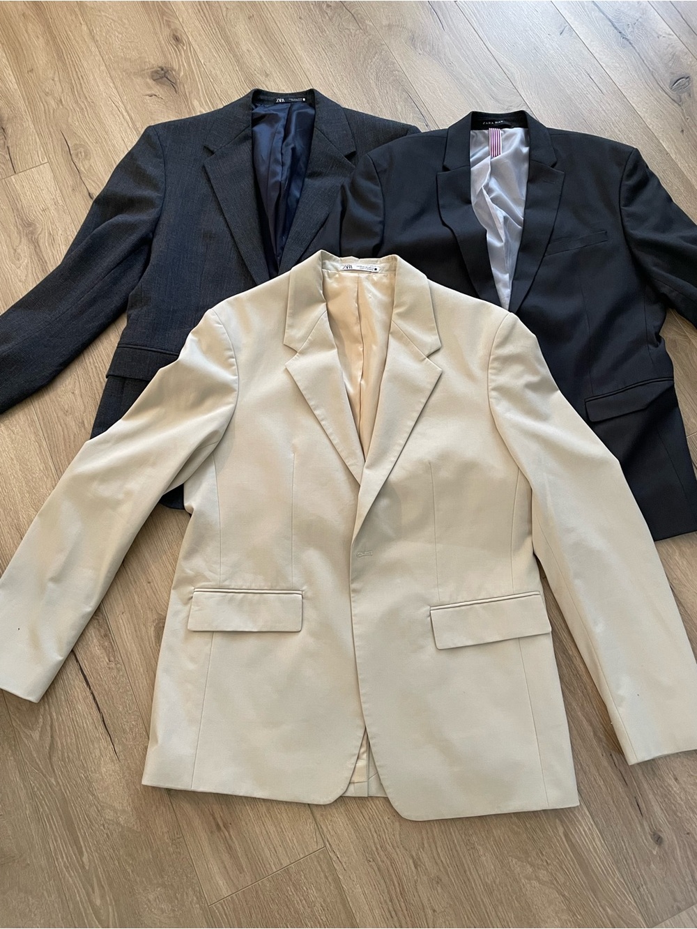 Bundle lot three Zara sport coats suit jackets all 42 stretch slim single breast